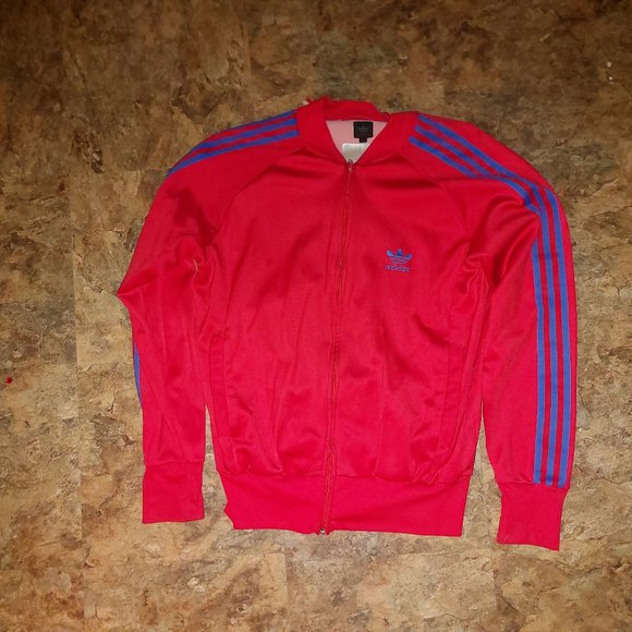 Vintage 90s Adidas Track Top RARE Red & Blue Stripes - Picture 2 of 3